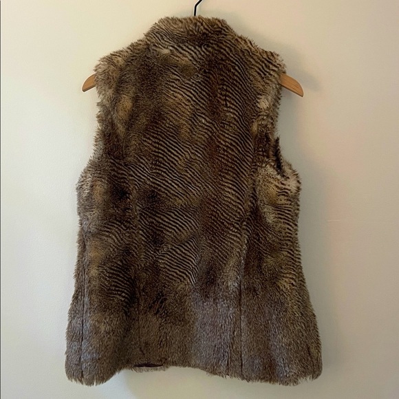 C. Wonder Faux Fur Vest Brown Black Cream Medium Apres Ski Boho Luxe - Picture 3 of 5